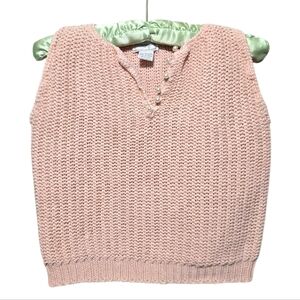 Vintage Margules Pink Knit Sleeveless Sweater with Pearl Buttons Medium/Large